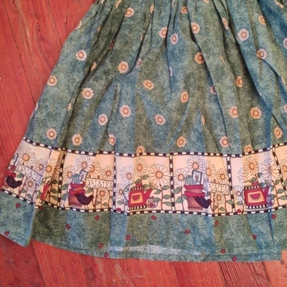 Daisy Print Green Sleeveless Sundress